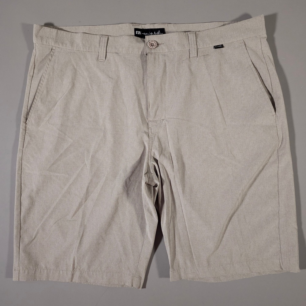 Travis Mathew Golf Shorts Mens‎ 38 Beige Tan Heathered Stretch Performance
